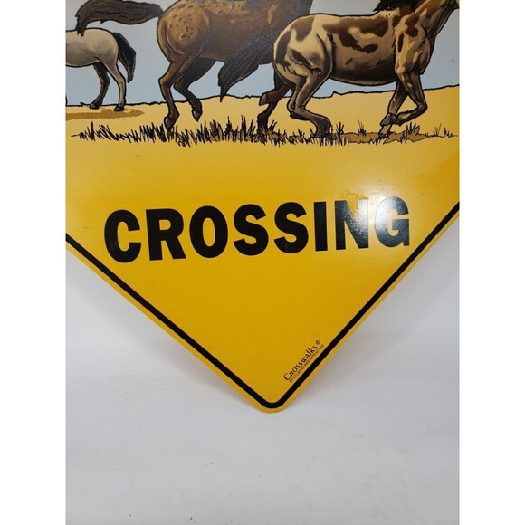 Horse Crossing Sign Yellow Caution Crosswalks Atlas Screen Printing 12" x 12" - Picture 5 of 10